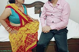 Desi stepmom's big boobs teach stepson pussy licking hindi