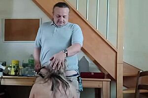 French slave strips teases blows and orgasms in outdoor bondage