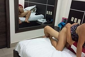 Why does my hot stepdaughter moan so sensually riding daddy's cock in this hotel cowgirl?