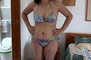 beach flashing hairy pussy stepmom jerks stepson to huge cum 💦🏖️