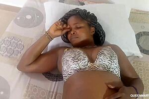 after the party, my horny ebony stepmom begs for my monster bbc in her wet pussy close up!