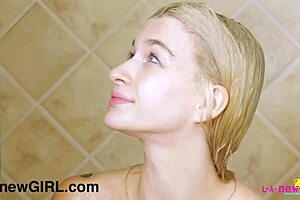 Stunning Petite Blonde 18+ Takes Steamy Shower Teasing Her Tight Mommy Body