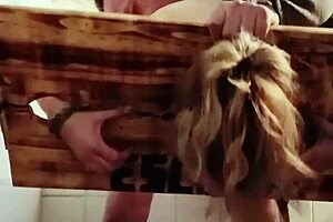 Bound Slave Flogs in Stocks While Masturbating Wildly!