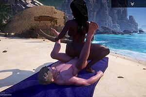 big ass curvy black milf jadeen fucks jason's big white dick on beach loves that pussy