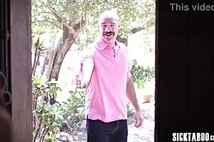 Boyfriend's stepdad gives tiny titted Emma Jade an unforgettable night