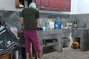 wanna see this busty ebony maid masturbate in kitchen?