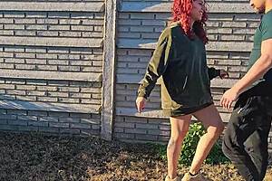 Wife Lures Gardener for Outdoor Creampie While Hubby Works