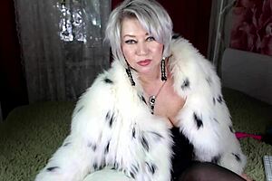 mature whore in fur coat moans screaming juicy pussy toy orgasm