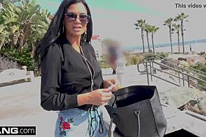 jasmine jae hot milf big tits pierced clit exposes pussy at beach