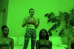 four hot asian lesbos finger gaping asses and deepthroat in lingerie bed romp