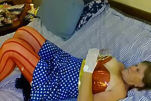 Granny America fingered hard and fucked to squirting orgasm