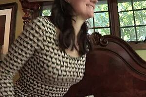 blonde milf heels fishnets rides cock doggystyle deepthroat gaping anal finger bed