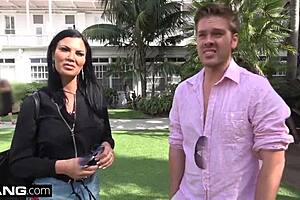 jasmine jae hot milf big tits pierced clit exposes pussy at beach