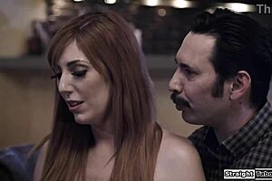 Busty Babysitter Threesome Deepthroats Old Redhead in Taboo Room!