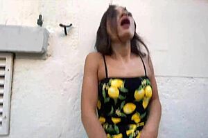 french amateur brunette sneaks under desk for first club waitress blowjob