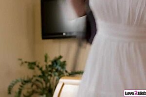 Stepmom's accidental kiss leads to licking stepdaughter's pussy.