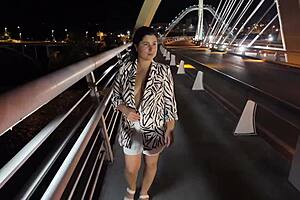 Luscious Milf Flashes Big Natural Tits Puffy Nipples No Bra Panties Bridge