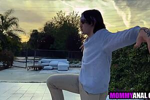 Karate stepmom takes huge cock deep in her tight ass