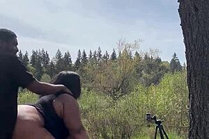 Public outdoor black cock milf missionary moaning creampie pt5