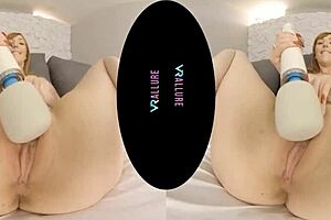 fiery redhead milf shoves dildo deep in shaved pussy vrallure style