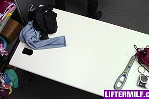 lingerie thief caught and punished in back office by busty liftermilf pov