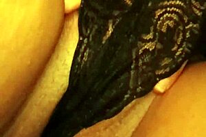 closeup brunette teen wets panties fingering juicy pussy