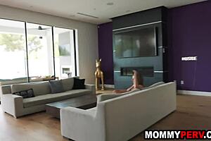 blonde glasses stepmom kneels pov sucking stepson's dick