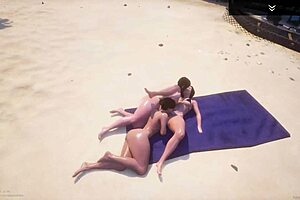 Three busty milf lesbians fuck wet pussies in wild beach threesome orgy.