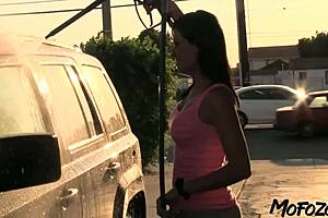 horny car washer drops tools for sloppy 69 with big cock daddy