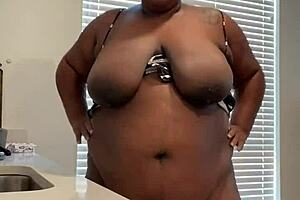 check out these homemade kitchen moans as she rides big black cock