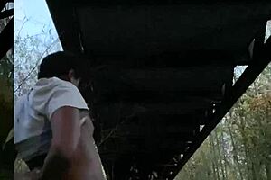 black monster cock fucks milf pussy outdoors to moaning orgasm cumshot quickie