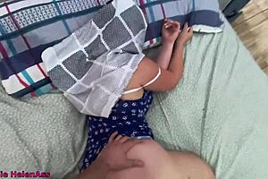 surprise honey your horny stepmom in tight dress waits on bed pussy dripping wet