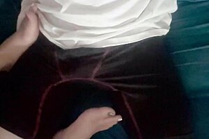 Step-mom strokes cock with Christmas toes surprise cum blast! 🎄👣💦