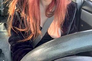 Italian Big Tits Milf Flashes Juicy Nipples on Street Car Ride!