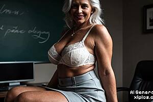 this sexy milf teacher gets naughty in the school classroom with mommy vibes