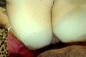 Chubby wife tittyfucks with giant natural boobs dripping