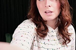 Mrs Claus rides dildo fucks naughty boy in Christmas roleplay