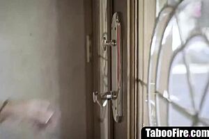 Agoraphobic milf gets roughly banged by intruders indoors