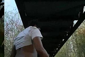 black monster cock fucks milf pussy outdoors to moaning orgasm cumshot quickie