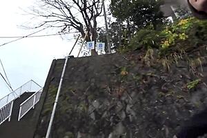 japanese milf model's secret outdoor footage shows her huge tits bouncing