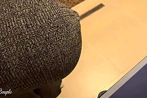 cute milf plays with huge cock in game room 😜 public risk!! 💦