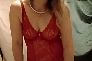 omg this slave milf in red body flashing stockings solo 🔥😈
