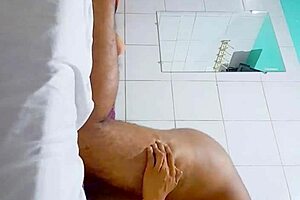 homemade mature milf in towel gets hardcore massage and sucks cock