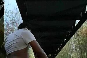 black monster cock fucks milf pussy outdoors to moaning orgasm cumshot quickie