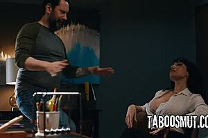 Stepmom's big tits bounce during office pounding sex