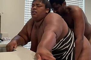 check out these homemade kitchen moans as she rides big black cock