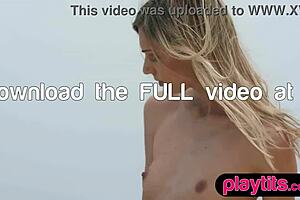 Slender Italian Blonde Milf Strips Nude on Beach Flaunting Petite Curves!