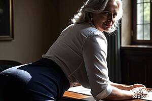 this sexy milf teacher gets naughty in the school classroom with mommy vibes