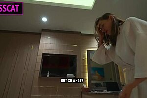 stepmom shares one hotel bed with stepson, ends up letting him cum on her juicy ass