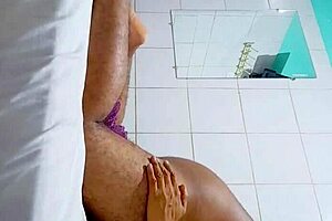 homemade mature milf in towel gets hardcore massage and sucks cock